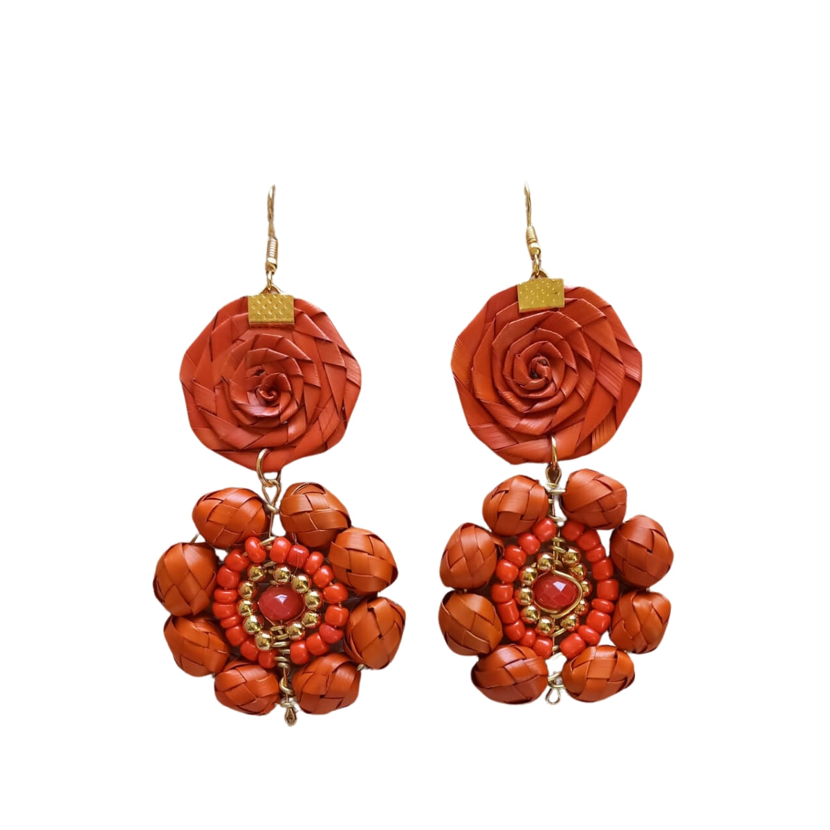 Arete de rosas naranja