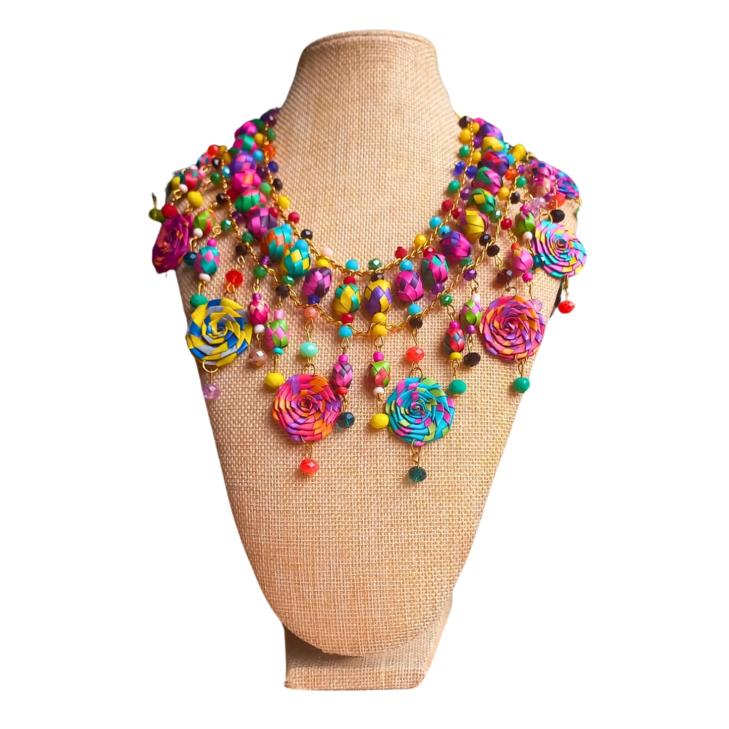 Collar gargantilla rosas multicolor