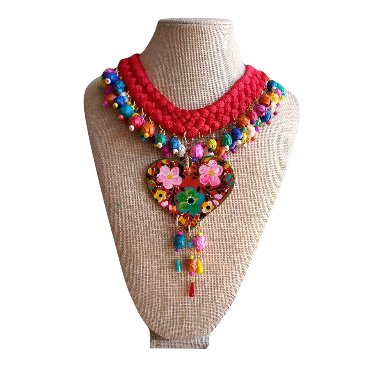Collar trenzado rojo