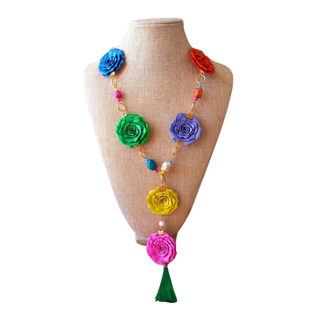 Collar largo rosas