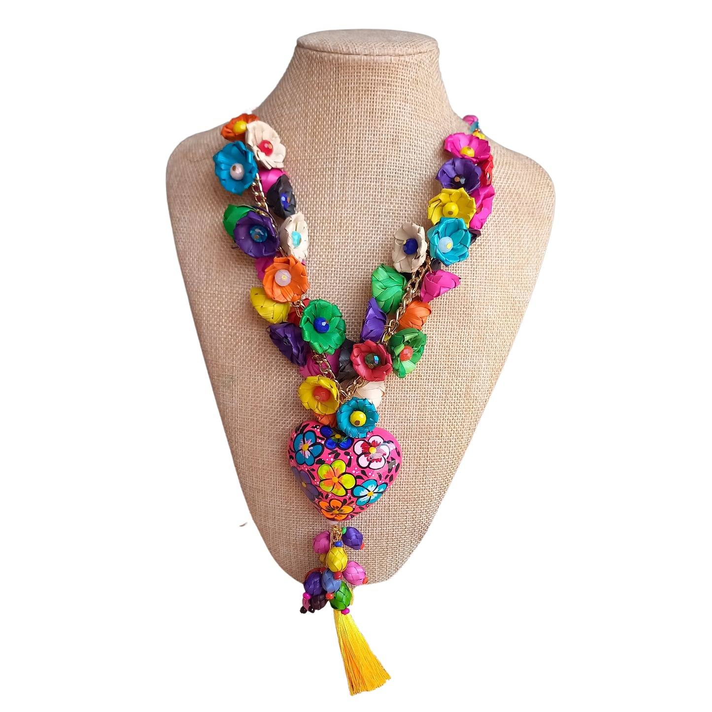 Collar largo rosas multicolor