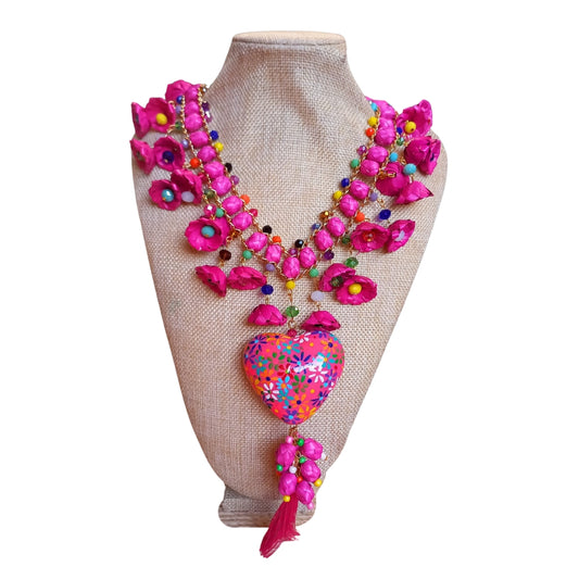Collar gargantilla dije corazón rosa